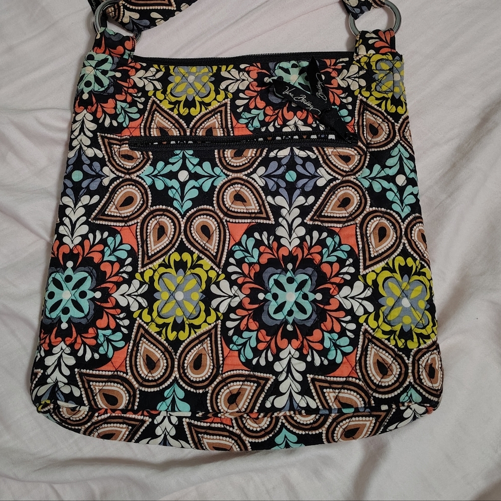 Vera Bradley Black Multi Floral Medallion Crossbody Bag